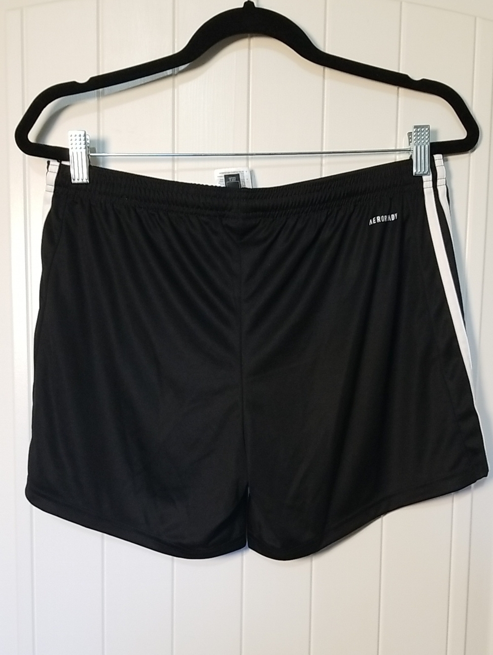 New adidas Black Athletic Shorts with White Stripes Size Large NWT - Picture 5 of 6